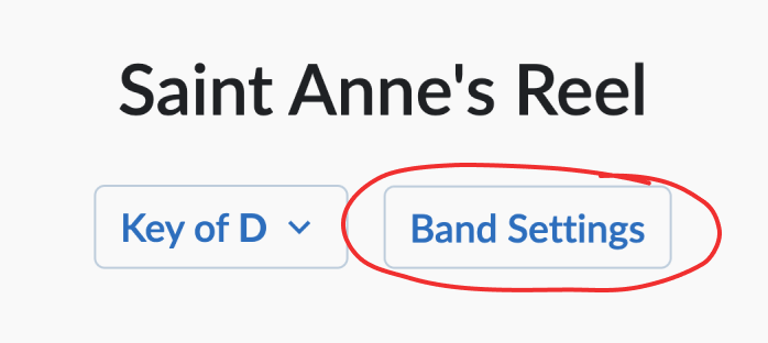 Band Settings button under song title