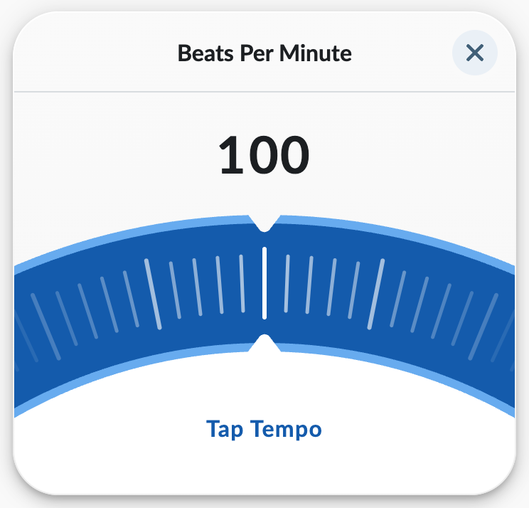 BPM wheel modal opened over the song chart