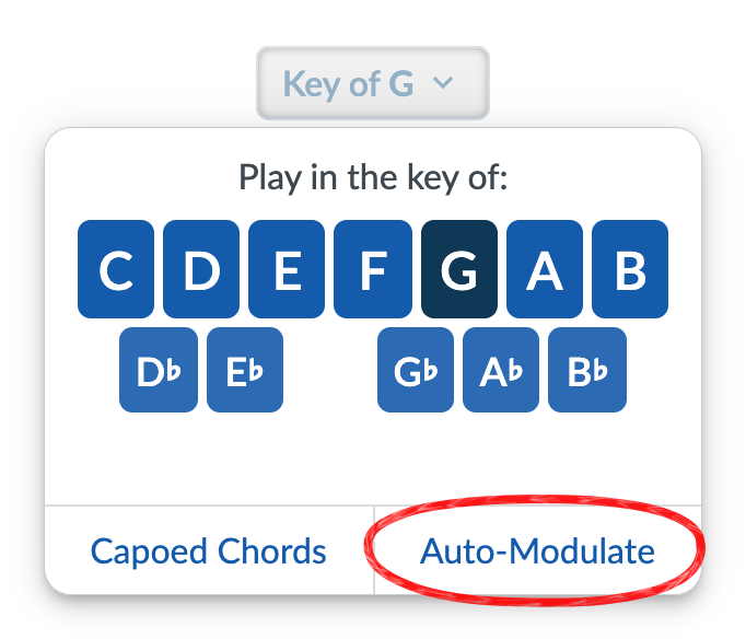 Key menu with the Auto-Modulate option.