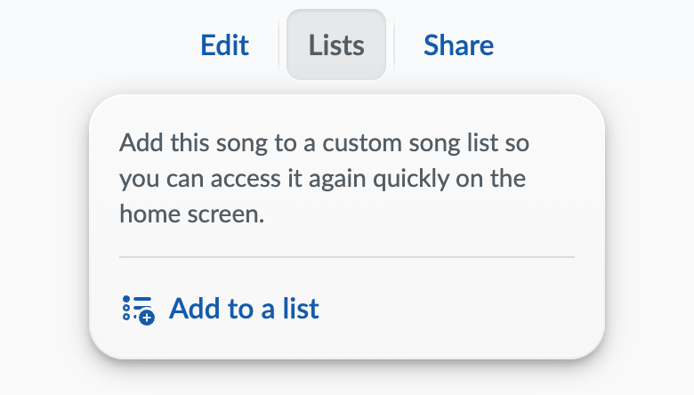 Lists menu for a user with no lists, showing the Add to a list button.