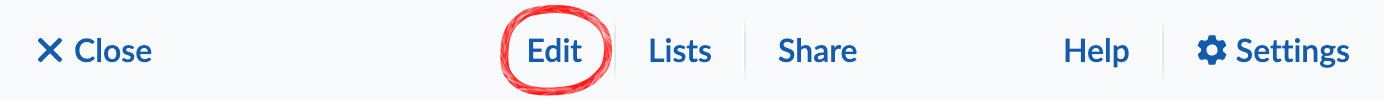 Edit button circled in the top toolbar
