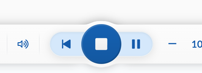 Playback controls while playing on tablet: restart, stop, pause
