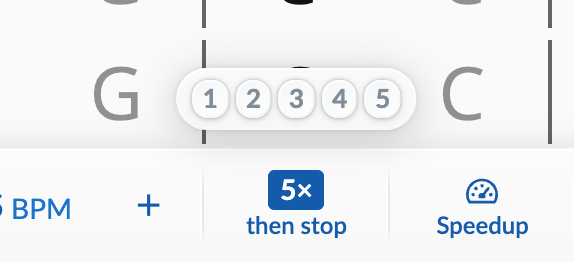Rep indicator showing 5 reps above the Rep Limit button